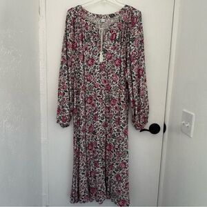 Old Navy Pink and White Floral Long Sleeve Dress
